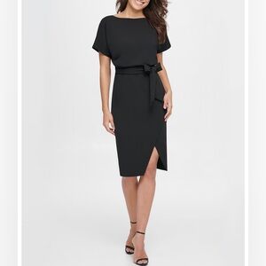 Kensie Boat Neck Faux Wrap Dress